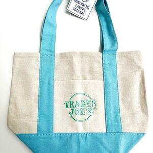 Trader Joe’s Mini Pastel Natural Canvas Tote with Turquoise Accents